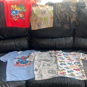 Spider-Man, Bluey Graphic, hotwheels, and marvel T-Shirts. All INCLUDED!